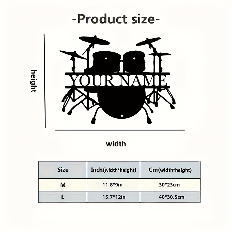 Custom Drum Set Metal Wall Art - Musical Instrument Name review and price